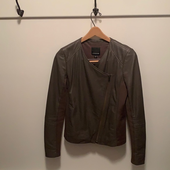 Trouve taupe leather jacket - Picture 3 of 9